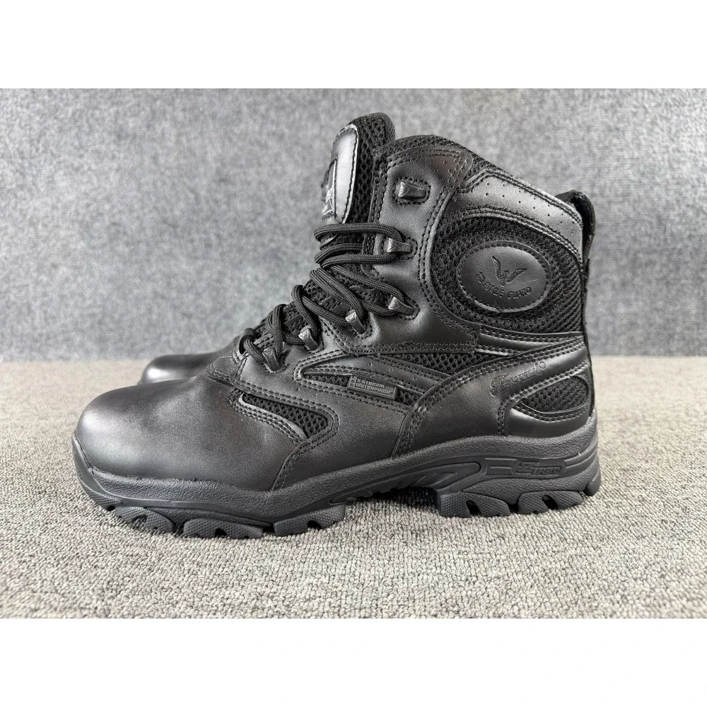 Thorogood Deuce Combat Work Boots Mens 9.5 Black Leather Side Zip Waterproof